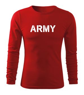 DRAGOWA FIT-T T-shirt with long sleeves of Army, red 160g/m2