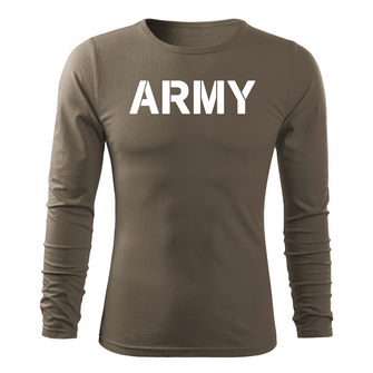 DRAGOWA FIT-T T-shirt with long sleeves of Army, olive 160g/m2