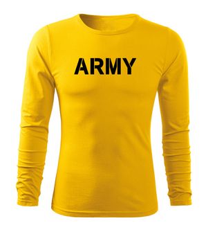 DRAGOWA FIT-T T-shirt with long sleeves of Army, yellow 160g/m2