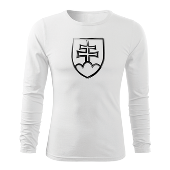 DRAGOWA FIT-T T-shirt with long sleeve Slovak emblem, white 160g/m2