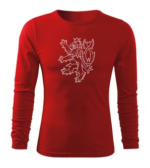 DRAGOWA FIT-T T-shirt with long sleeves Czech lion, red 160g/m2