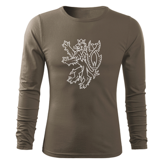 DRAGOWA FIT-T T-shirt with long sleeves Czech lion, olive 160g/m2
