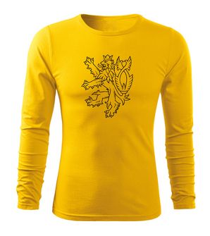 DRAGOWA FIT-T T-shirt with long sleeve Czech lion, yellow 160g/m2