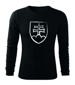 DRAGOWA FIT-T T-shirt with long sleeve Slovak emblem, black 160g/m2