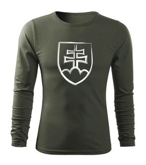 DRAGOWA FIT-T T-shirt with long sleeves Slovak emblem, olive 160g/m2