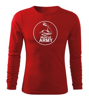 DRAGOWA FIT-T T-shirt with long sleeve muscle army biceps, red 160g/m2