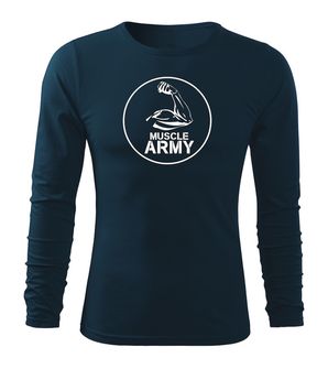 DRAGOWA FIT-T T-shirt with long sleeve muscle army biceps, dark blue 160g/m2