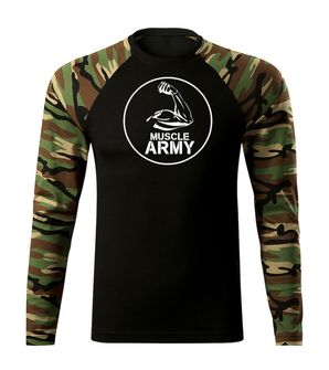 DRAGOWA FIT-T T-shirt with Long Sleeve Muscle Army Biceps, Woodland 160g/M2