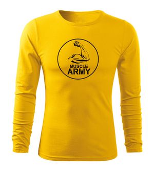 DRAGOWA FIT-T T-shirt with long sleeve muscle army biceps, yellow 160g/m2