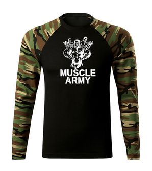 DRAGOWA FIT-T T-shirt with Long Sleeve Muscle Army Team, Woodland 160g/m2