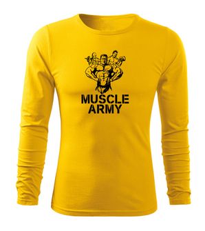 DRAGOWA FIT-T T-shirt with Long Sleeve Muscle Army Team, yellow 160g/m2
