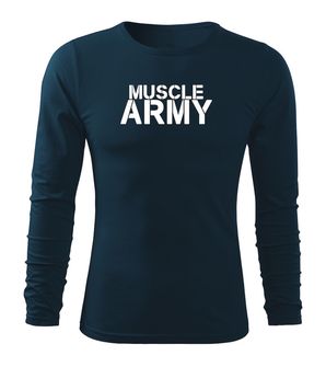 Dragow Fit-T T-shirt with long sleeve muscle army, dark blue 160g/m2