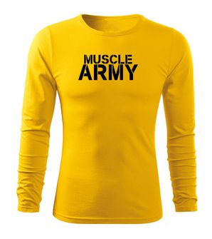 DRAGOWA FIT-T T-shirt with Long Sleeve Muscle Army, yellow 160g/m2