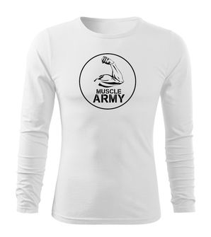 DRAGOWA FIT-T T-shirt with long sleeve muscle army biceps, white 160g/m2