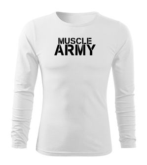 DRAGOWA FIT-T T-shirt with long sleeve muscle army, white 160g/m2