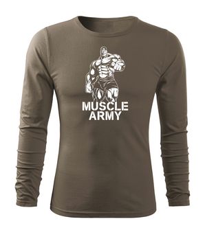 DRAGOWA FIT-T T-shirt with long sleeves Muscle Army Man, Olive 160g/m2