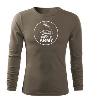 DRAGOWA FIT-T T-shirt with Long Sleeve Muscle Army Biceps, olive 160g/m2