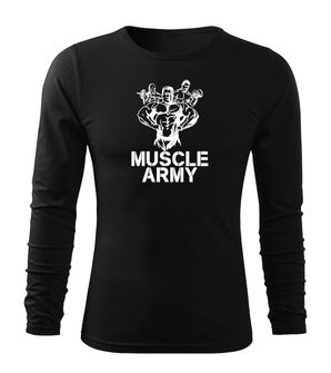 DRAGOWA FIT-T T-shirt with Long Sleeve Muscle Army Team, Black 160g/m2