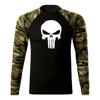 DRAGOWA FIT-T T-shirt with long sleeve Punisher, Woodland 160g/m2