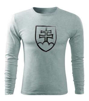 DRAGOWA FIT-T T-shirt with long sleeves Slovak emblem, gray, 160g/m2