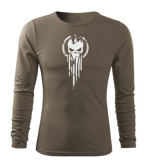 Dragow Fit-T T-shirt with long sleeve Skull, Olive 160g/m2