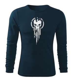 Dragow Fit-T T-shirt with long sleeve Skull, dark blue 160g/m2