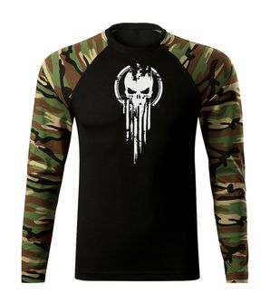 DRAGOWA FIT-T T-shirt with long sleeve Skull, Woodland 160g/m2