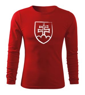 DRAGOWA FIT-T T-shirt with long sleeve Slovak emblem, red 160g/m2