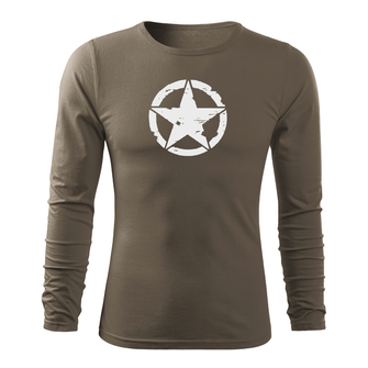 DRAGOWA FIT-T T-shirt with long sleeve Star, olive 160g/m2