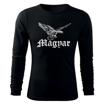 DRAGOWA FIT-T T-shirt with long sleeved bird Turul, black 160g/m2