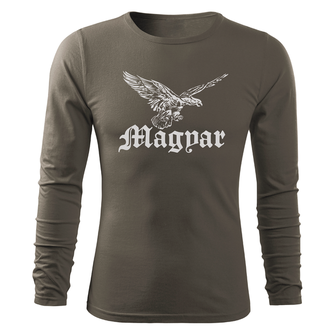 DRAGOWA FIT-T T-shirt with long sleeved bird Turul, olive 160g/m2