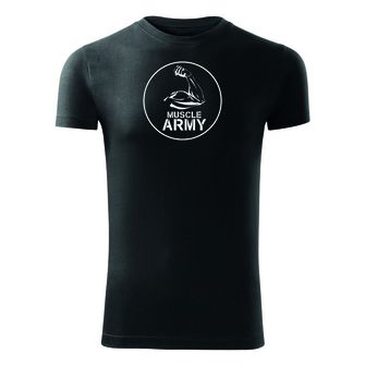 Dragow Fitness T -shirt Muscle Army Biceps, Black 180g/m2
