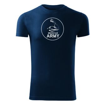 Dragow Fitness T -shirt Muscle Army Biceps, blue 180g/m2