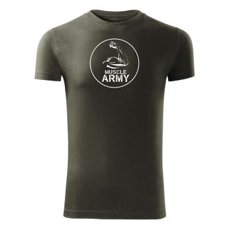 Dragow Fitness T -shirt Muscle Army Biceps, Olive 180g/m2