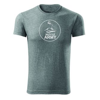 Dragow Fitness T -shirt Muscle Army Biceps, gray 180g/m2