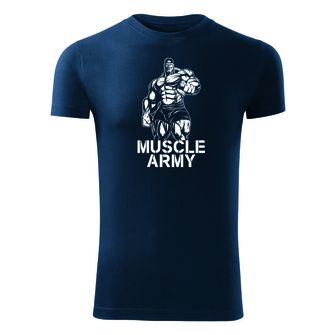 Dragow Fitness T -shirt Muscle Army Man, blue 180g/m2