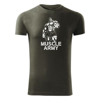 Dragow Fitness T -shirt Muscle Army Man, Olive 180g/m2