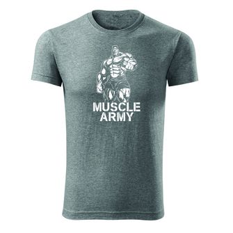 Dragow Fitness T -shirt Muscle Army Man, gray 180g/m2