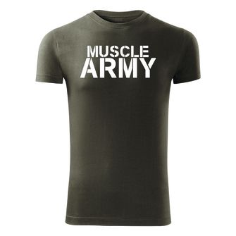 Dragow Fitness T -shirt Muscle Army, Olive 180g/m2