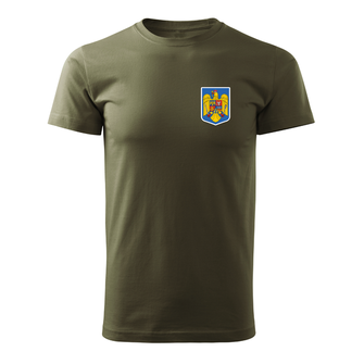 DRAGOWA short T -shirt Small colored Romanian emblem, olive 160g/m2