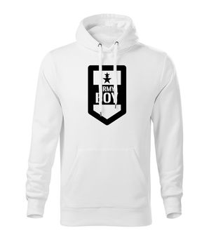Dragow Men's sweatshirt with hood of Army Boy, white 320g/m2