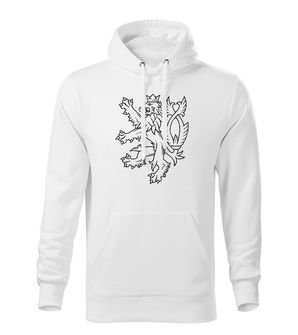 Dragowa men's sweatshirt with hood Czech lion, white 320g/m2