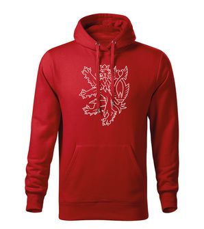 Dragow Men's sweatshirt with hood Czech lion, red 320g/m2