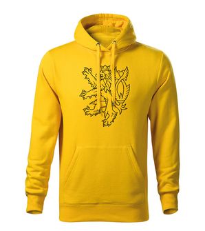 Dragow Men's sweatshirt with hood Czech lion, yellow 320g/m2
