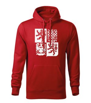 Dragow Men's sweatshirt with hood Czech large character, red 320g/m2