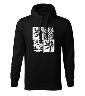 Dragow Men's sweatshirt with hood Czech large character, black 320g/m2