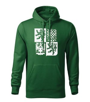 Dragow Men's sweatshirt with hood Czech large character, green 320g/m2