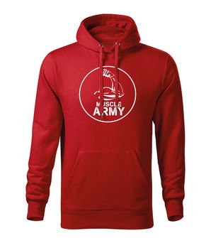 Dragow Men's sweatshirt with hood muscle army biceps, red 320g/m2