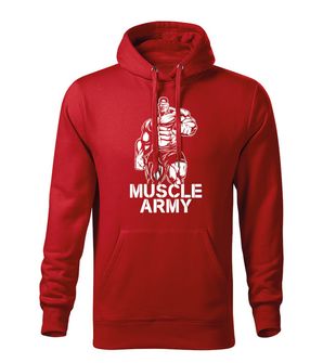Dragowa men's sweatshirt with hooded Muscle Army Man, red 320g/m2