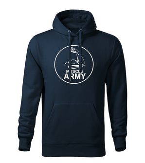 Dragow Men's sweatshirt with hooded Muscle Army Biceps, dark blue 320g/m2